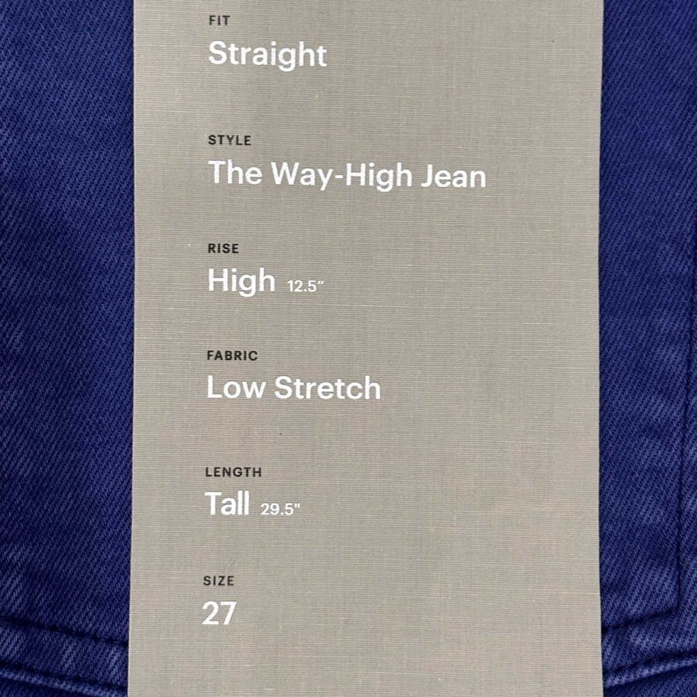 NEW Everlane The Way-High‎ Straight Jean in Lapis Blue Ankle Pant Size 27 Tall - Picture 5 of 5
